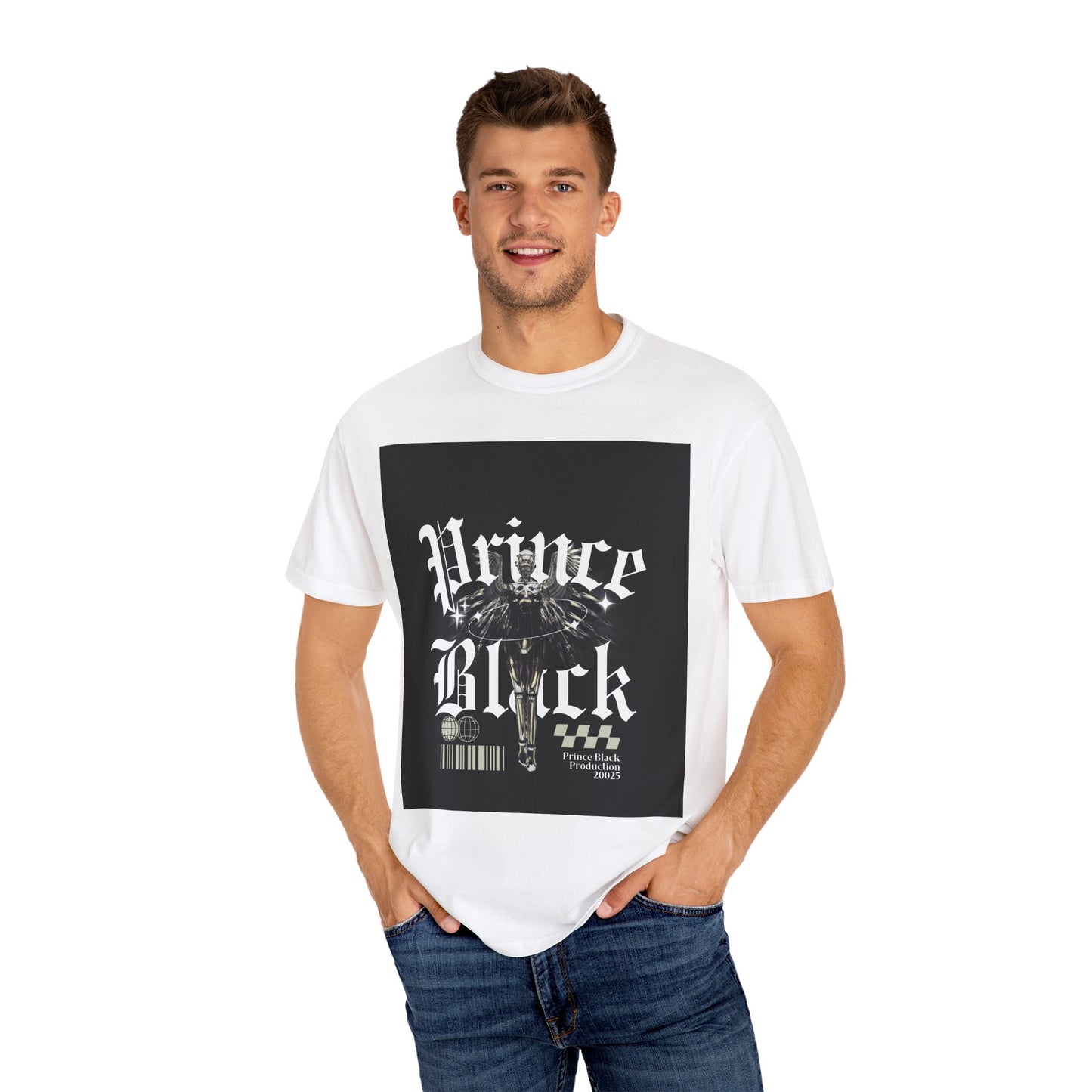 Garment-Dyed T-Shirt - "Prince Black" Graphic Tee - Streetwear Style for Music Lovers