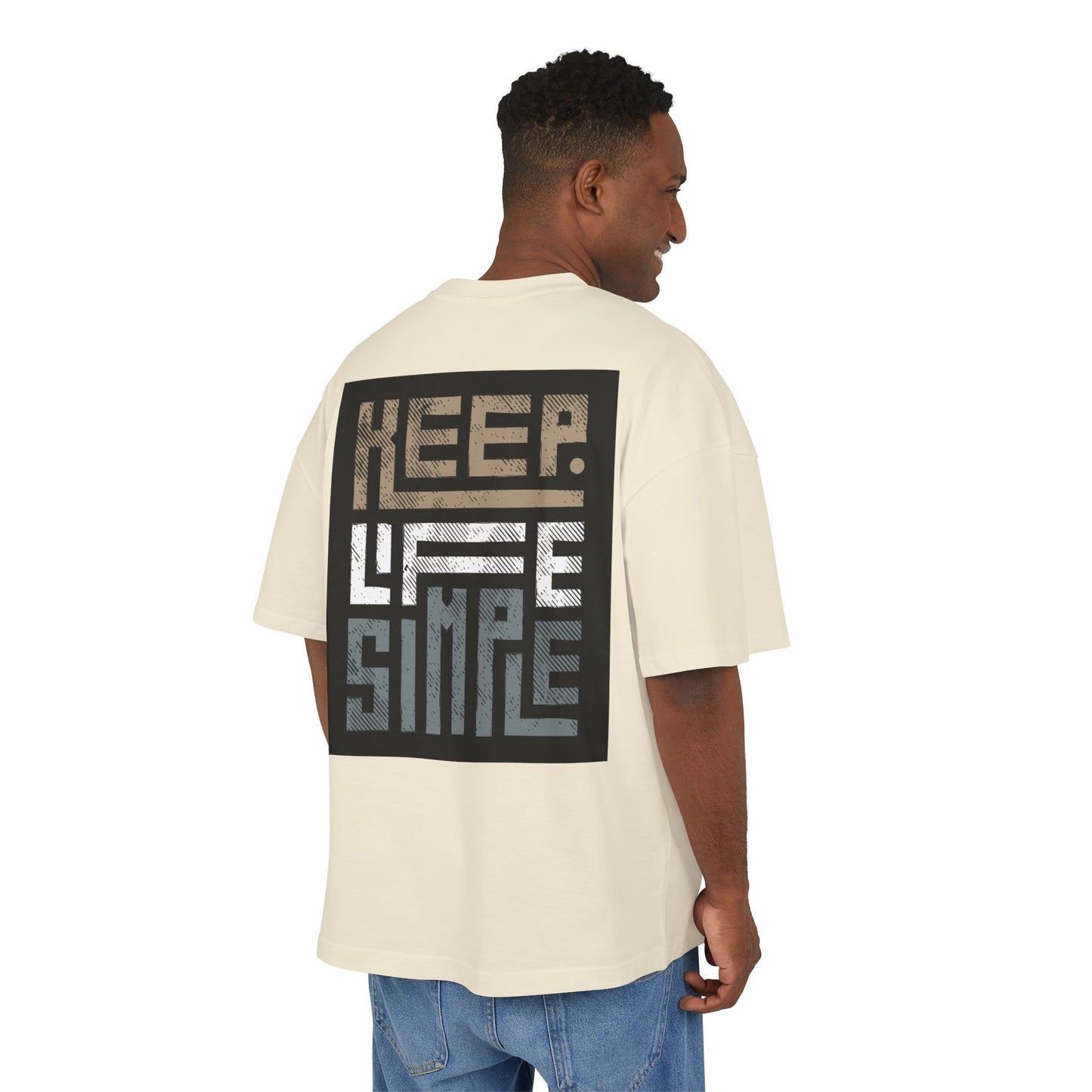 Unisex Keep Life Simple Box Tee - Oversized Cotton T-Shirt