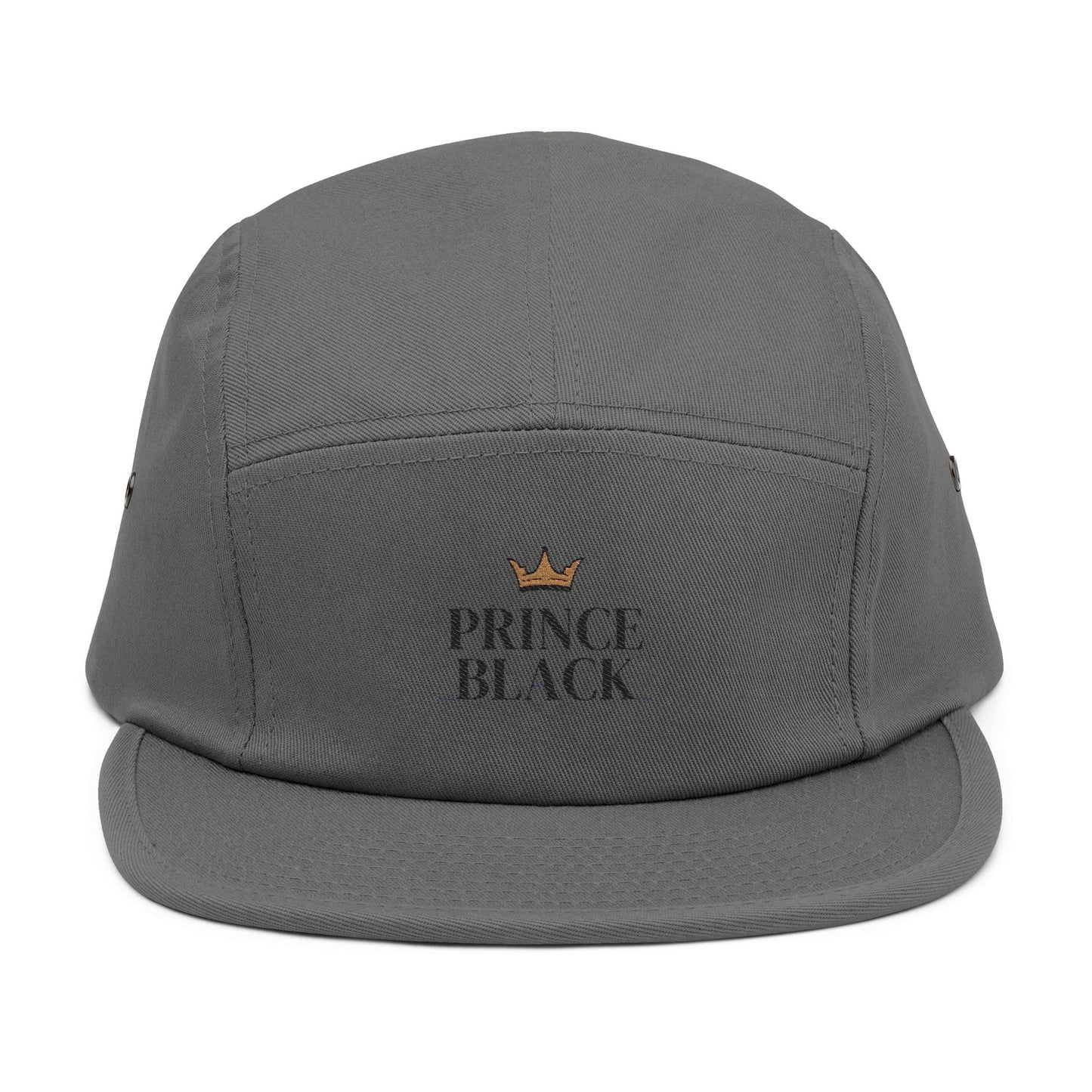 Prince Black Embroidered 5 Panel Cap - Stylish Casual Hat for Everyday Wear