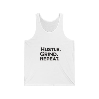 Hustle Grind Repeat Unisex Jersey Tank - Motivational Fitness Shirt