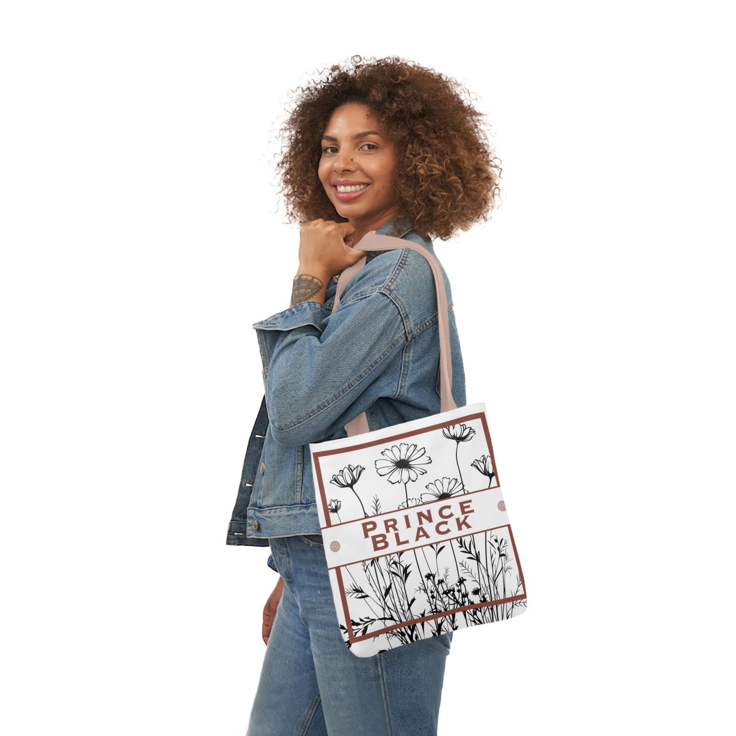 Floral Canvas Tote Bag with 5-Color Straps - Stylish &amp; Eco-Friendly 