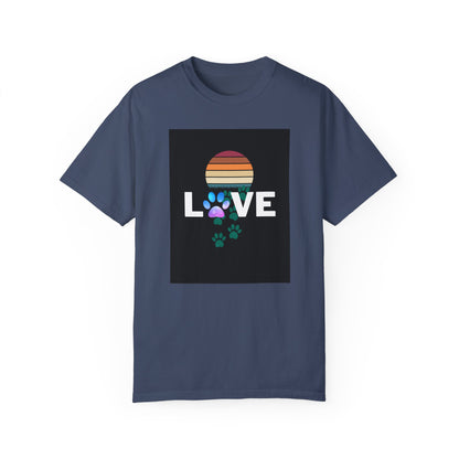 Love Paw Print Unisex T-Shirt - Retro Sunset Design
