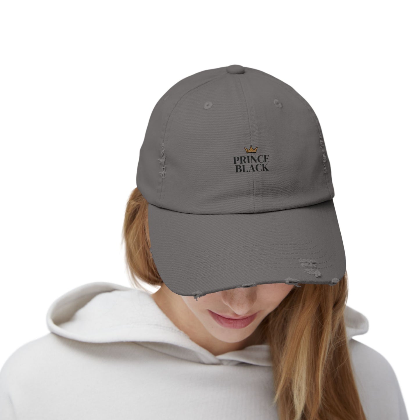 Distressed Cap - Stylish Prince Black Baseball Hat