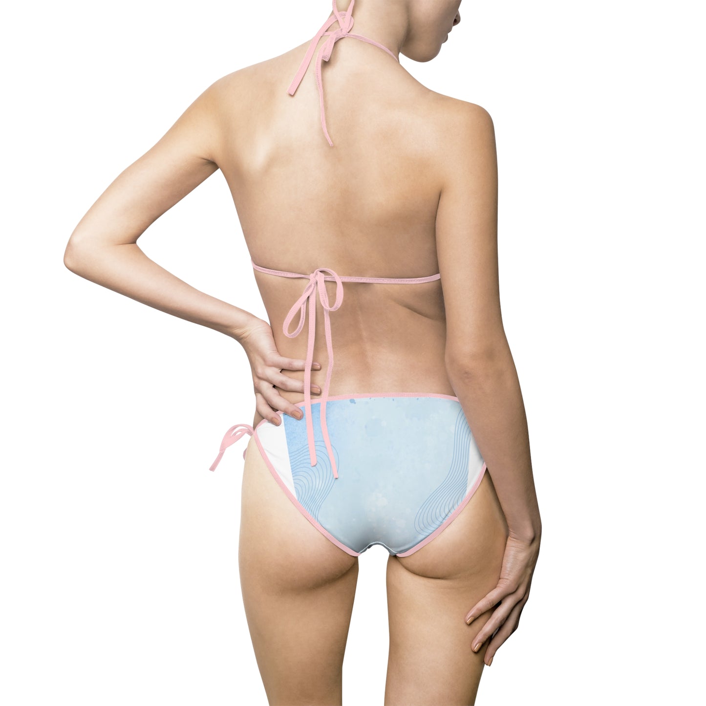 Elegant Women's Light Blue Bikini Swimsuit for Beach and Pool Days 