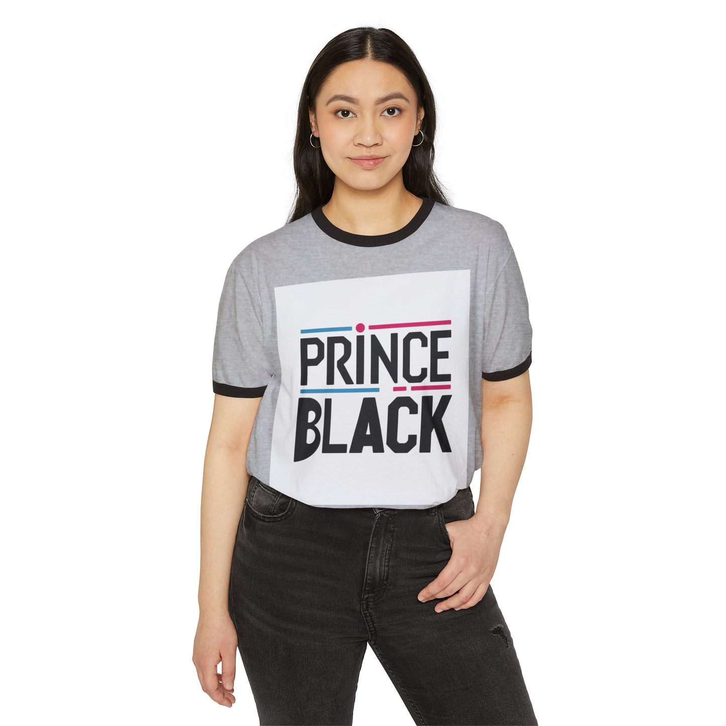 Unisex Cotton Ringer T-Shirt - Trendy 'Prince Black' Design for Casual Wear 