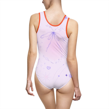 Dreamy Pastel One-Piece Swimsuit for Women - Starry Design 