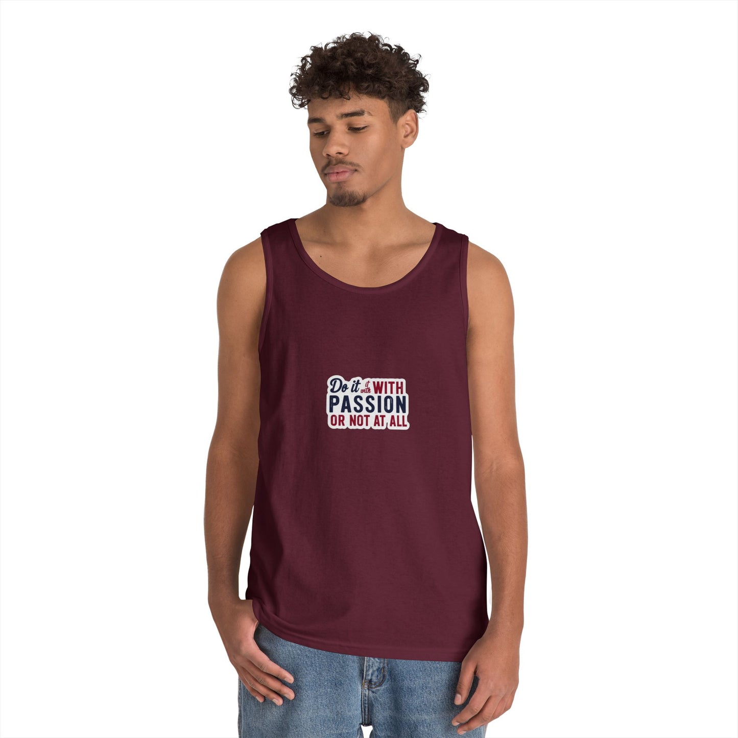 Inspirational Unisex Heavy Cotton Tank Top - "Do it with Passion or Not at All"