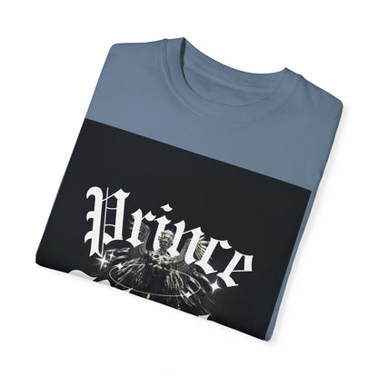 Garment-Dyed T-Shirt - "Prince Black" Graphic Tee - Streetwear Style for Music Lovers