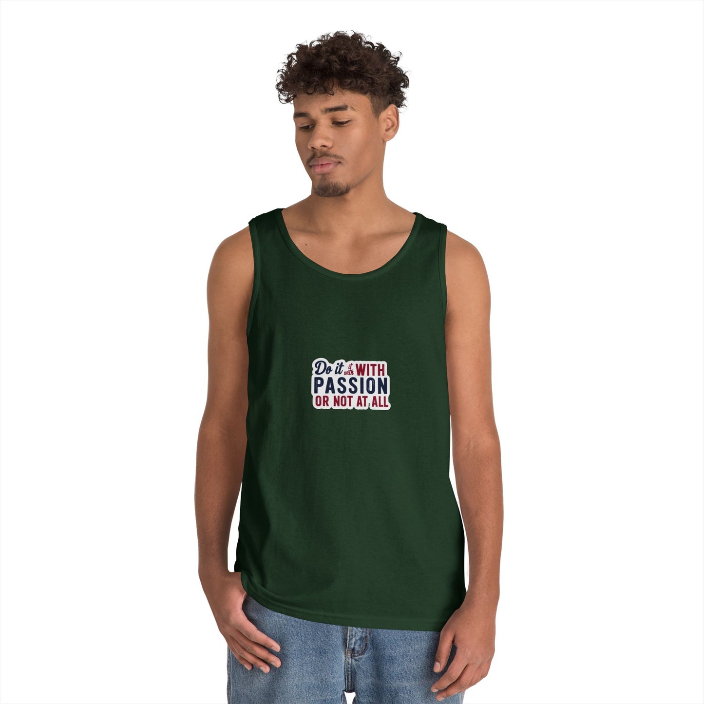 Inspirational Unisex Heavy Cotton Tank Top - "Do it with Passion or Not at All"