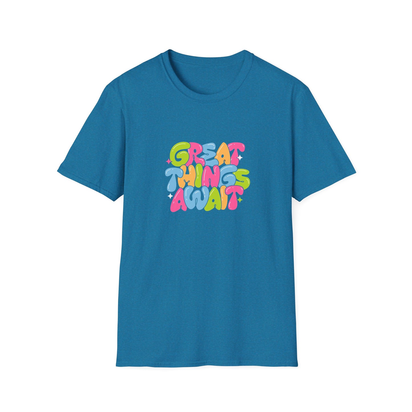 Great Things Await Unisex Softstyle T-Shirt - Vibrant Motivational Tee