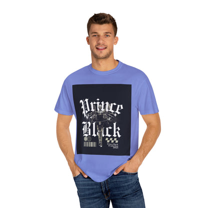 Garment-Dyed T-Shirt - "Prince Black" Graphic Tee - Streetwear Style for Music Lovers