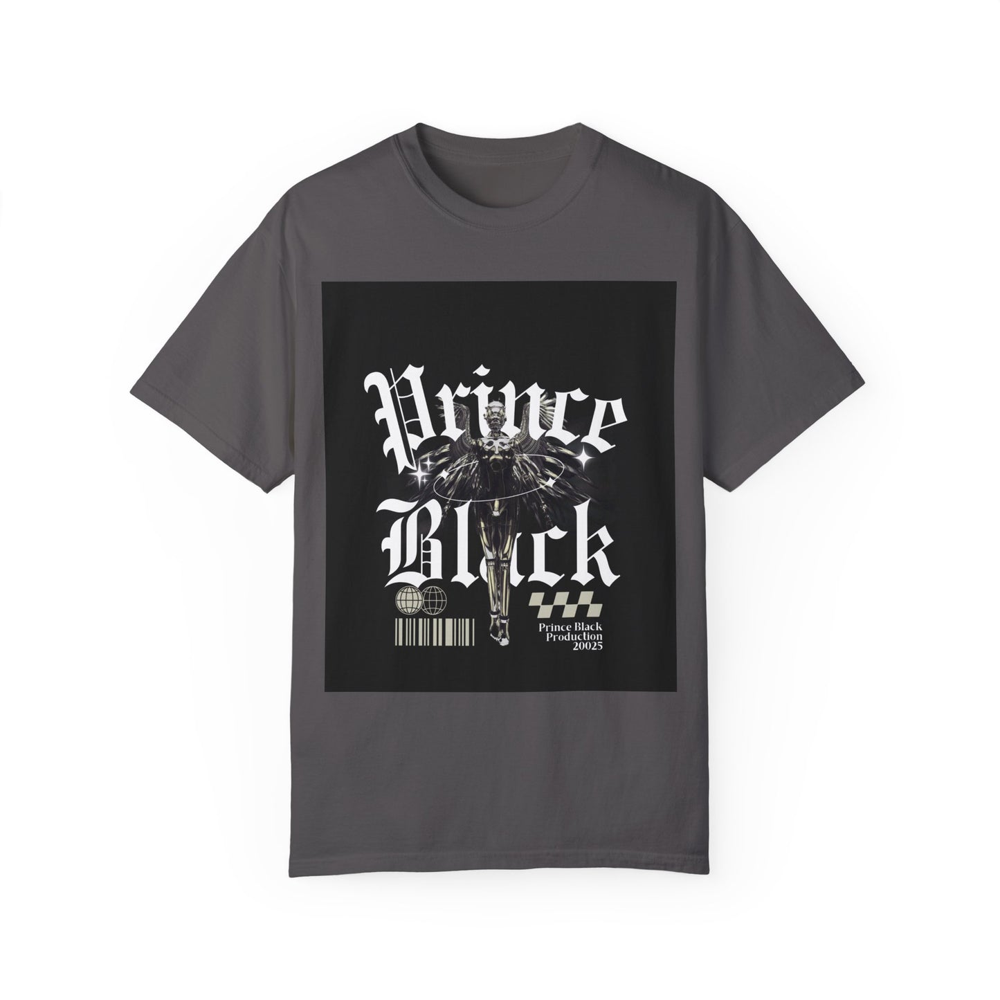 Garment-Dyed T-Shirt - "Prince Black" Graphic Tee - Streetwear Style for Music Lovers
