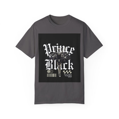 Garment-Dyed T-Shirt - "Prince Black" Graphic Tee - Streetwear Style for Music Lovers