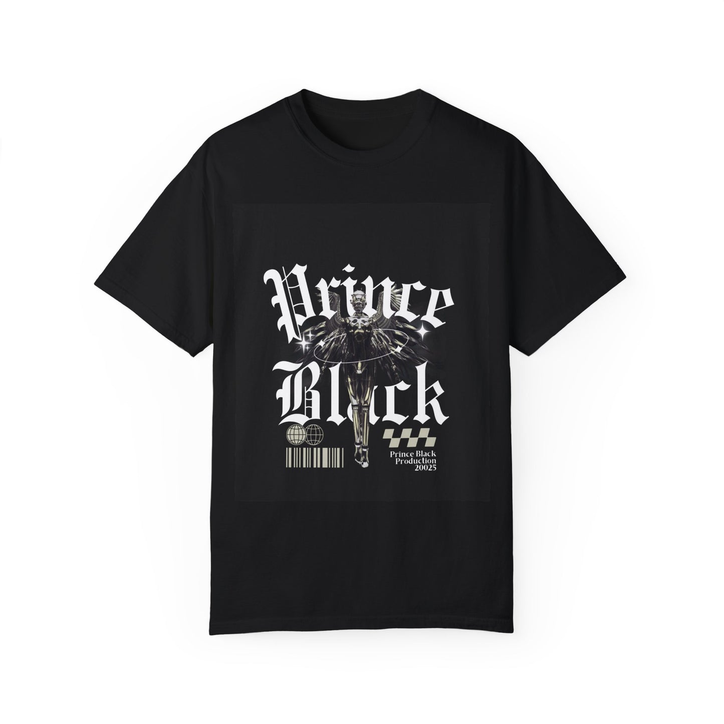 Garment-Dyed T-Shirt - "Prince Black" Graphic Tee - Streetwear Style for Music Lovers