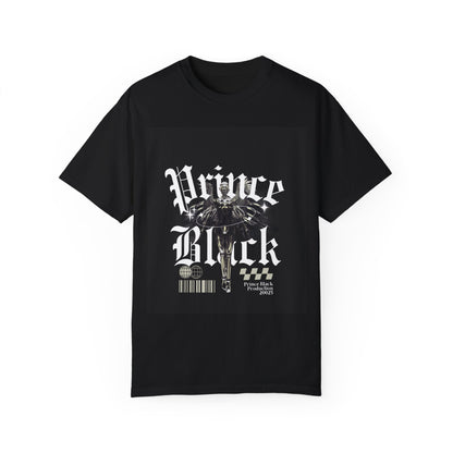 Garment-Dyed T-Shirt - "Prince Black" Graphic Tee - Streetwear Style for Music Lovers