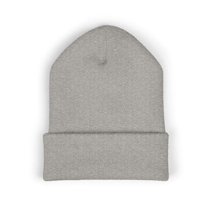 Embroidered Classic Cuffed Beanie - 'Prince Black' White Hat