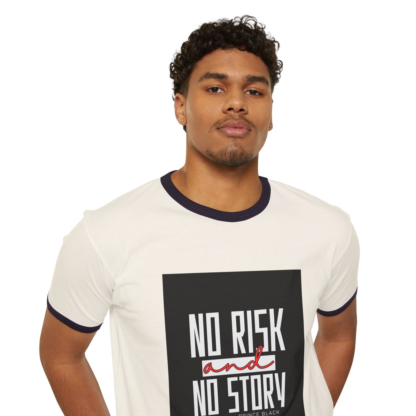 Men Motivational Ringer T-Shirt - "No Risk and No Story"