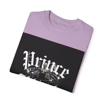 Garment-Dyed T-Shirt - "Prince Black" Graphic Tee - Streetwear Style for Music Lovers