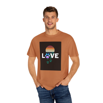 Love Paw Print Unisex T-Shirt - Retro Sunset Design