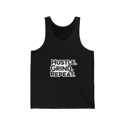Hustle Grind Repeat Unisex Jersey Tank - Motivational Fitness Shirt