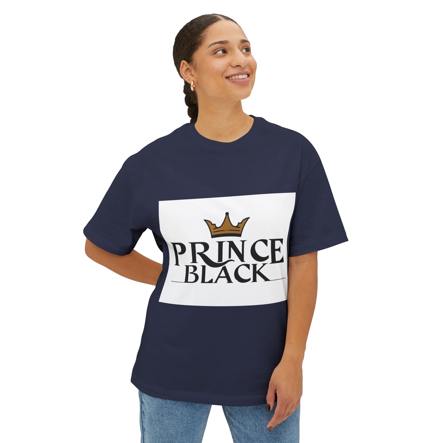 Oversized Boxy Tee - 'Prince Black' Crown Graphic Tee