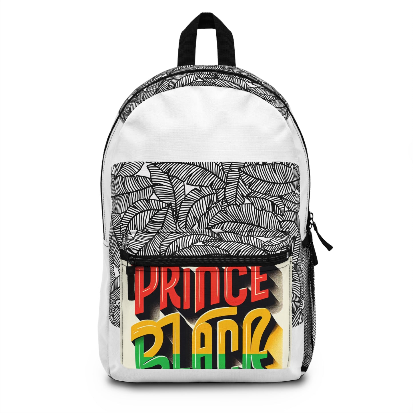 Leafy Graphic Backpack with 'Prince Black' Design - Trendy School & Travel Bag