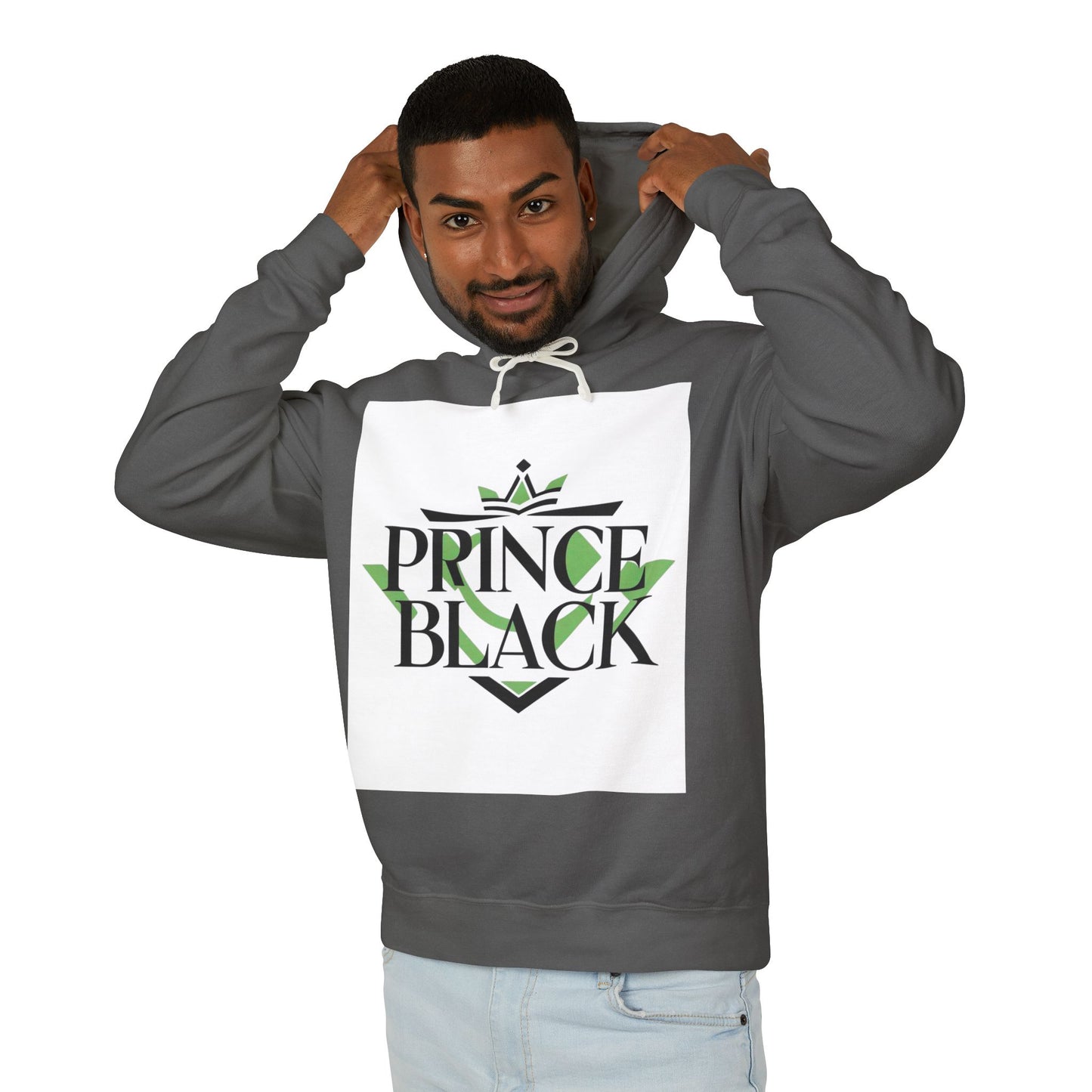 Unisex Lightweight Hooded Sweatshirt - 'Prince Black' Graphic Design