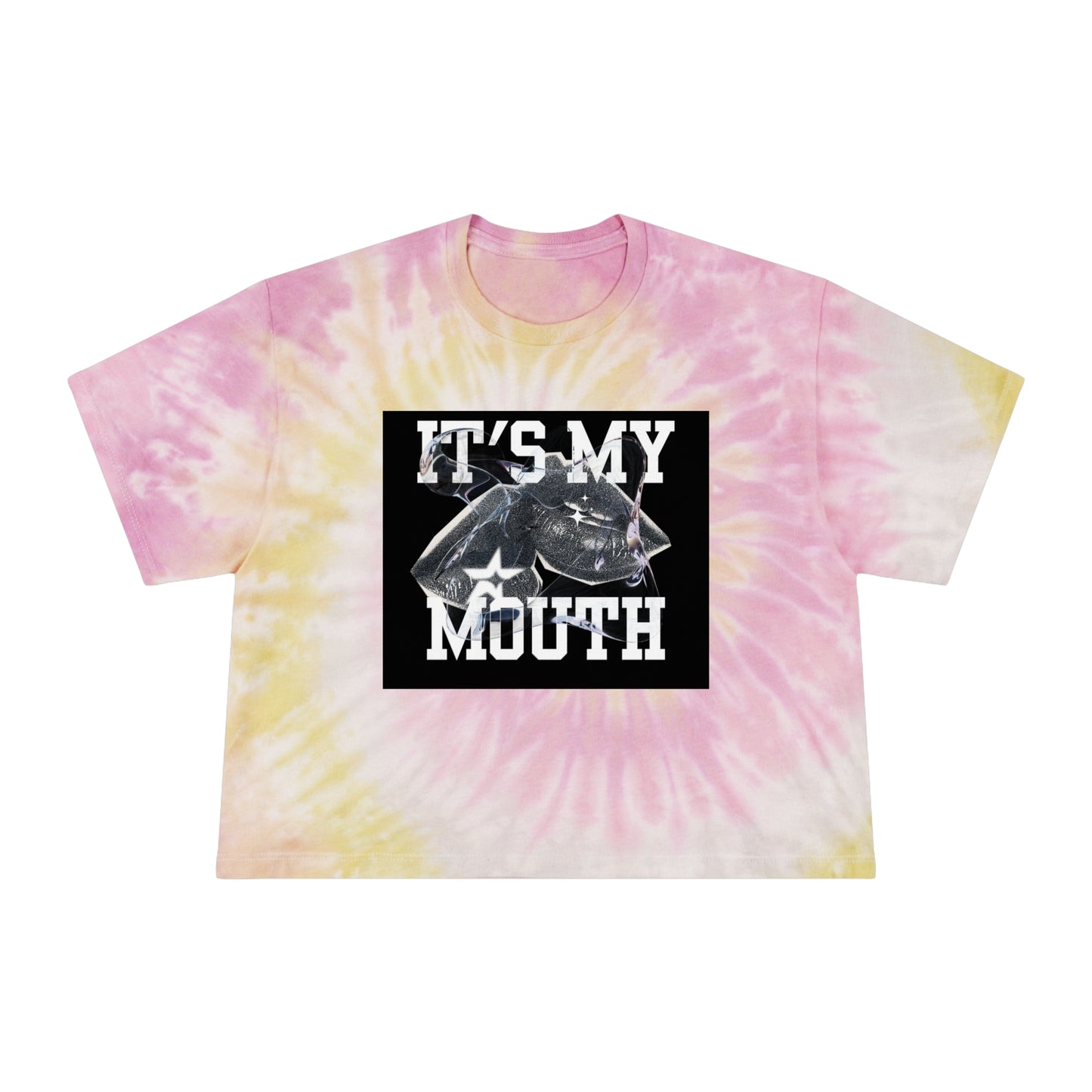It's My Mouth Tie-Dye Crop Tee for Women - Fun and Stylish Summer Apparel
