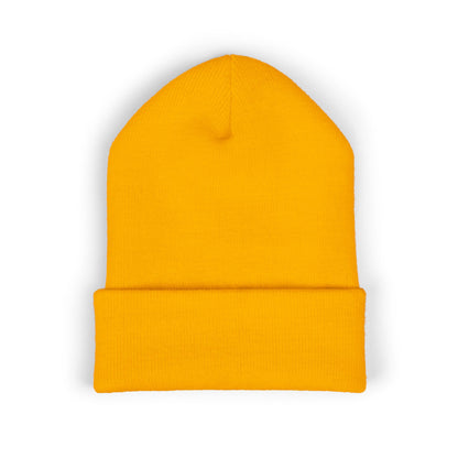 Embroidered Classic Cuffed Beanie - 'Prince Black' White Hat