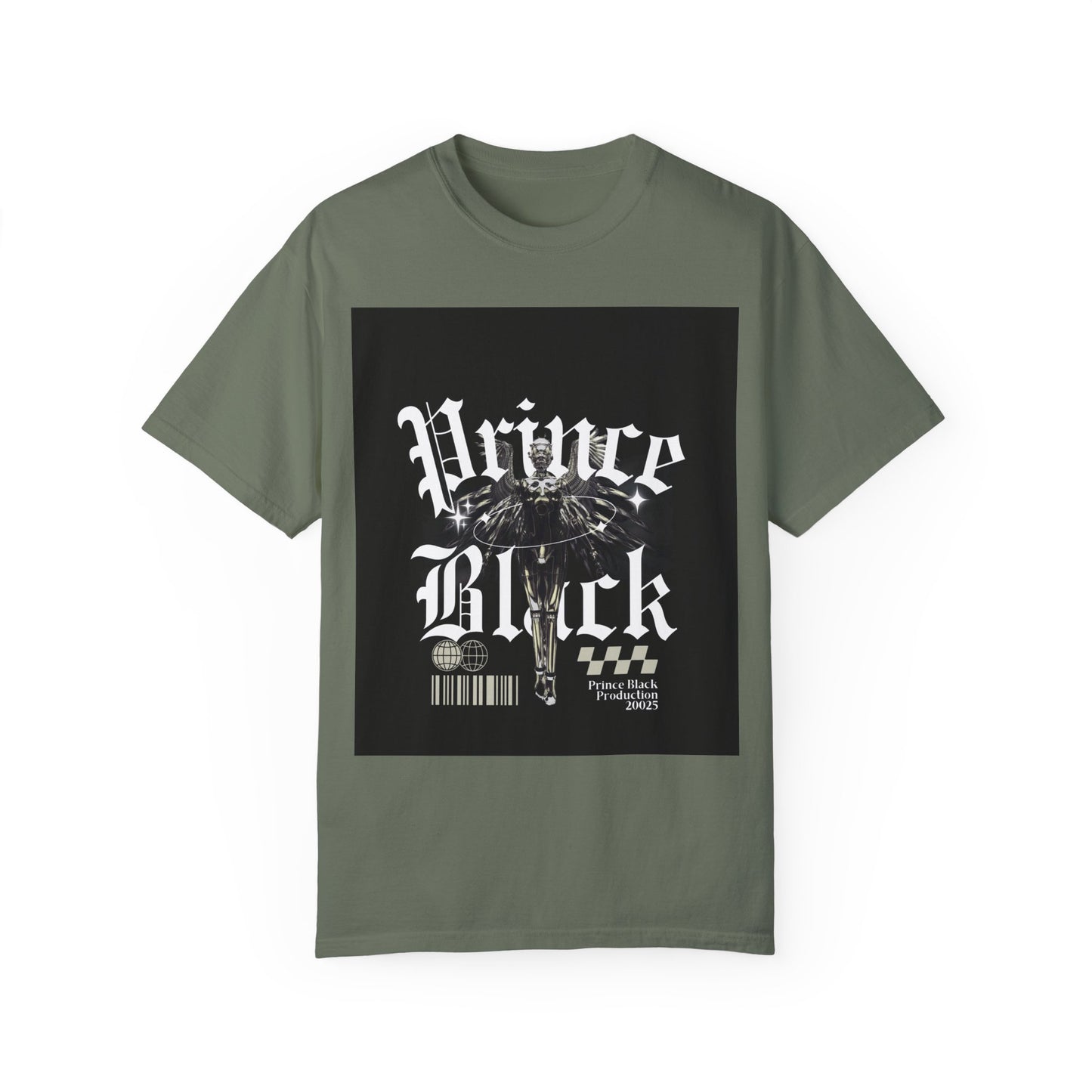 Garment-Dyed T-Shirt - "Prince Black" Graphic Tee - Streetwear Style for Music Lovers