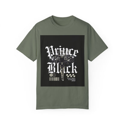 Garment-Dyed T-Shirt - "Prince Black" Graphic Tee - Streetwear Style for Music Lovers