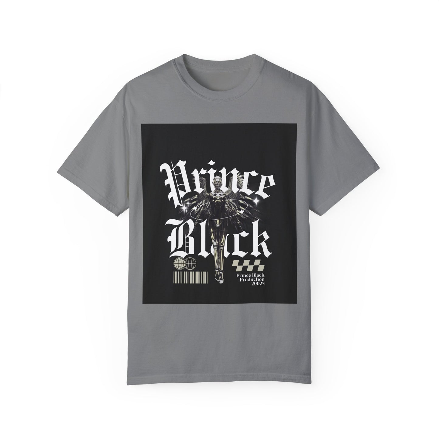 Garment-Dyed T-Shirt - "Prince Black" Graphic Tee - Streetwear Style for Music Lovers