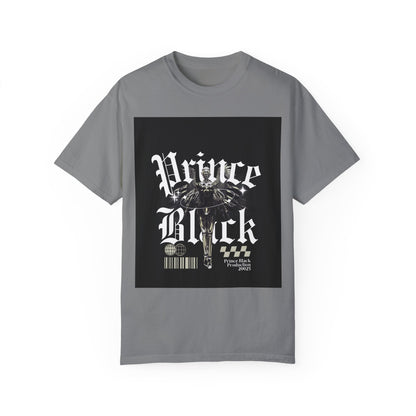 Garment-Dyed T-Shirt - "Prince Black" Graphic Tee - Streetwear Style for Music Lovers