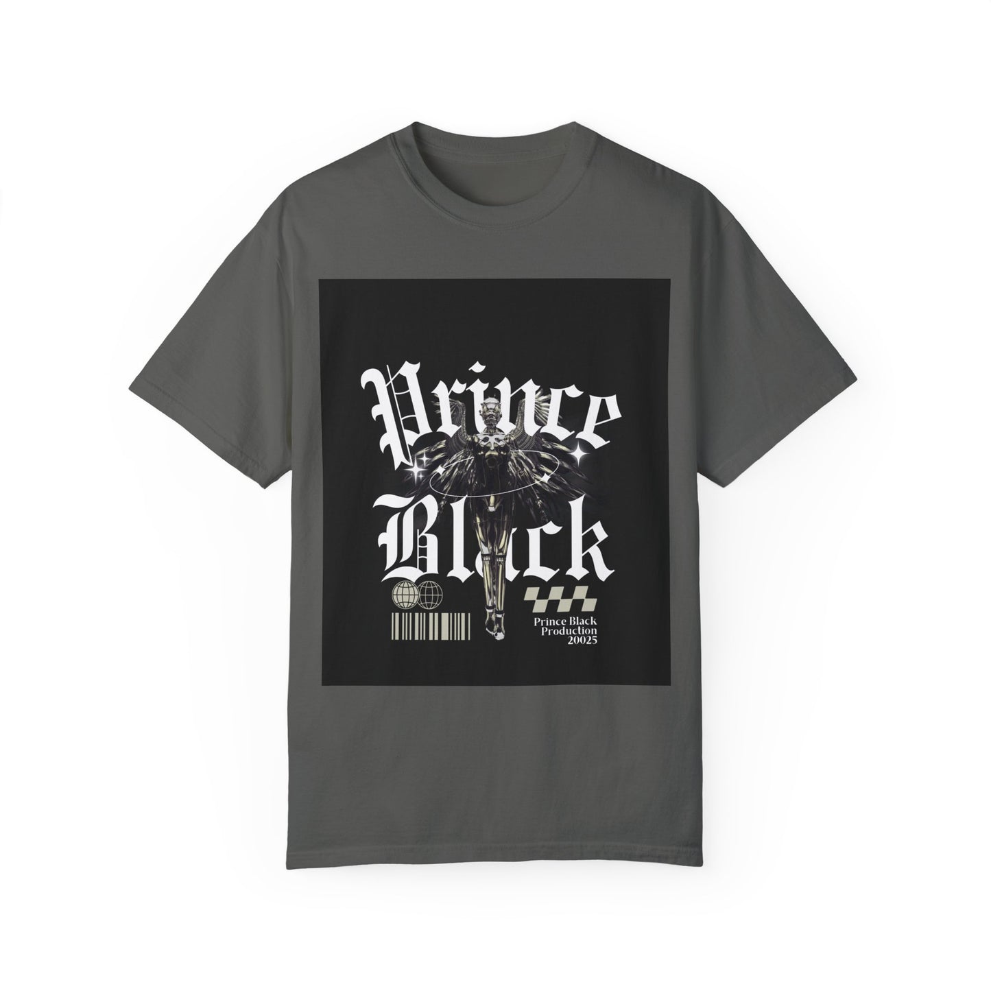 Garment-Dyed T-Shirt - "Prince Black" Graphic Tee - Streetwear Style for Music Lovers