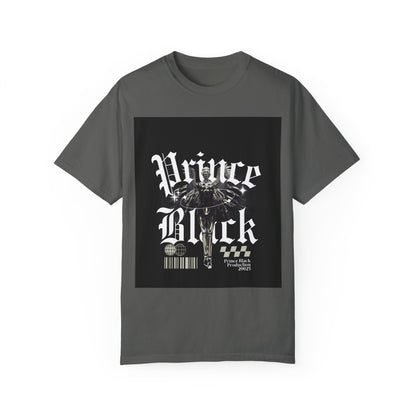 Garment-Dyed T-Shirt - "Prince Black" Graphic Tee - Streetwear Style for Music Lovers