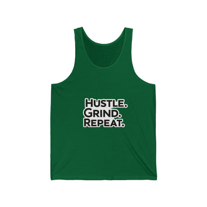 Hustle Grind Repeat Unisex Jersey Tank - Motivational Fitness Shirt